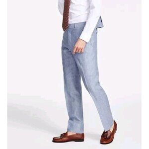 NWT Brooks Brothers Mens Madison Fit Linen Dress Pants (38x32) Pleated Gray Blue